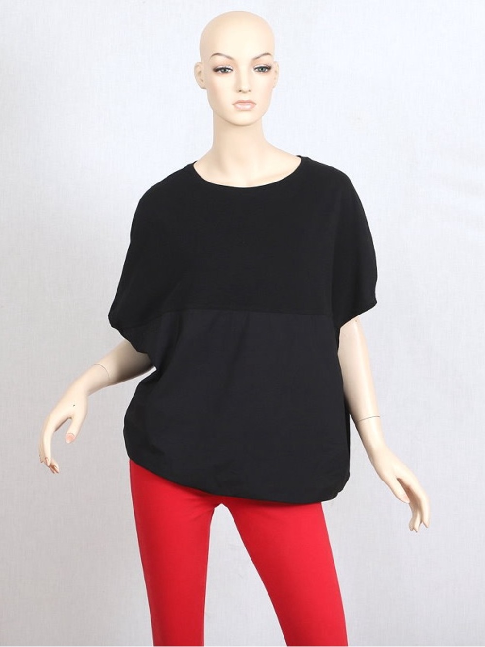 Herno Black Cotton constracted Techno Cape Style T-shirt Top 44/8